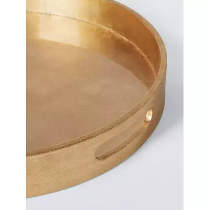 John Lewis Round Lacquer Tray, 45cm, FSC-Certified (MDF), Gold Gold | H5.80 x W45 x D45cm