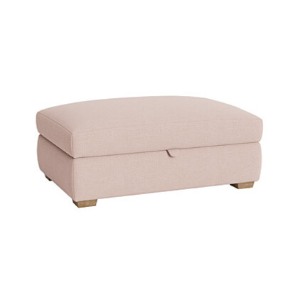 Loaf Rectangle Bumper Storage Footstool in Pink Slubby Cotton - Strawberry Mousse