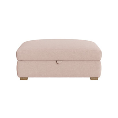 Loaf Rectangle Bumper Storage Footstool in Pink Slubby Cotton - Strawberry Mousse