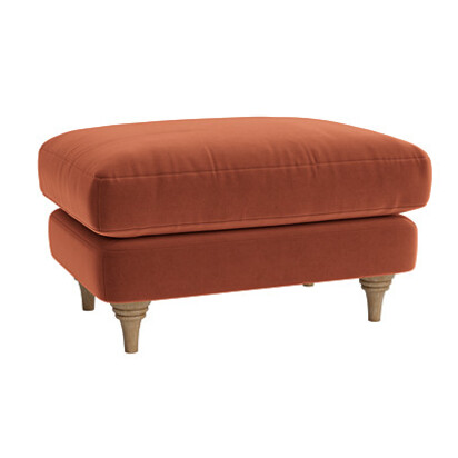 Loaf Rectangle Jonesy Footstool in Orange Velvet - Broken Pot