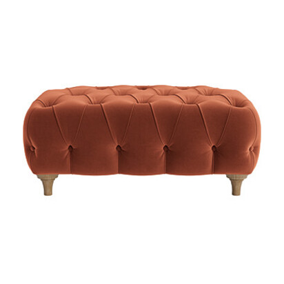 Loaf | Treacle | Rectangle Footstool | Orange Velvet | Broken Pot