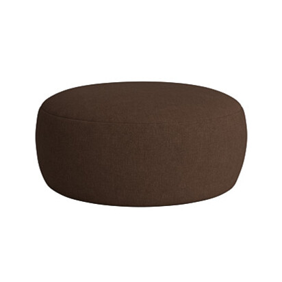 Loaf Round Big Cheese Footstool in Brown Linen - Brown Sauce