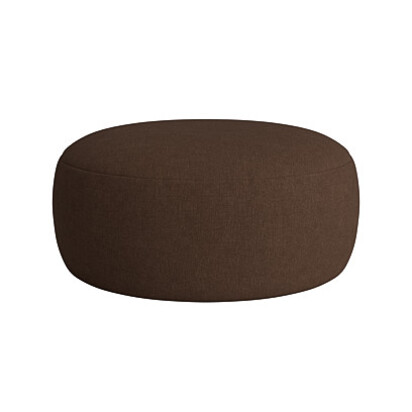 Loaf Round Big Cheese Footstool in Brown Linen - Brown Sauce