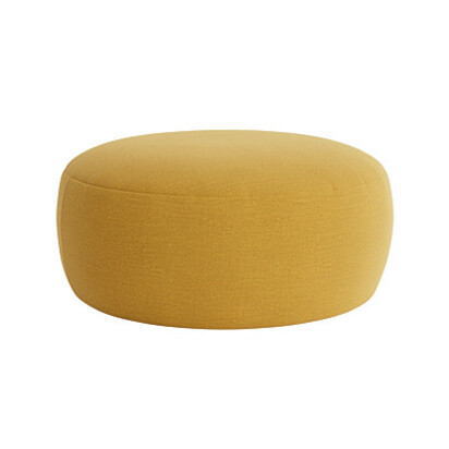 Loaf Round Big Cheese Footstool in Yellow Linen - Butter Drip