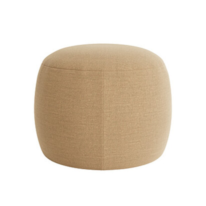 Loaf Round Little Cheese Footstool in Neutral Linen - Elbow Patch