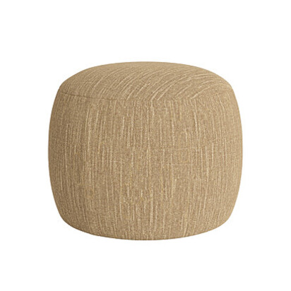 Loaf Round Little Cheese Footstool in Yellow House Fabric - Straw Hat