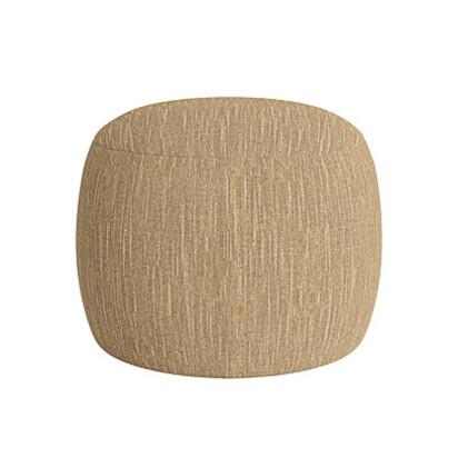Loaf Round Little Cheese Footstool in Yellow House Fabric - Straw Hat