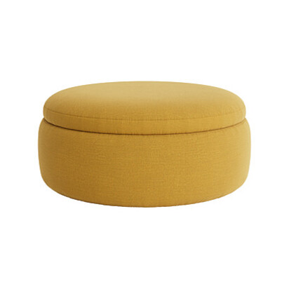 Loaf | Pot Pie | Round Footstool | Yellow Linen | Honey Pot