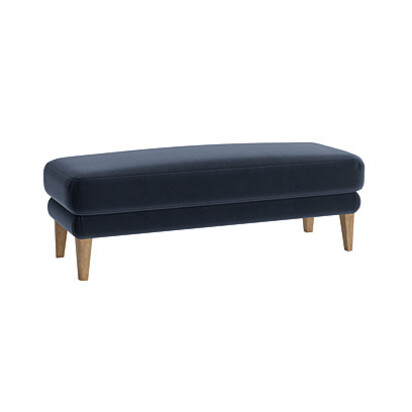 Loaf Scrumpton Ottoman Bench in Blue Velvet - Liquorice Blue