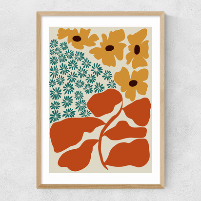 Exotic Flower Garden A1 (59.4 x 84.1cm) Frame Natural Oak Narrow (15mm) 