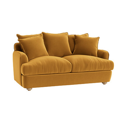 Loaf Small Smooch Sofa in Yellow Velvet - Butterscotch
