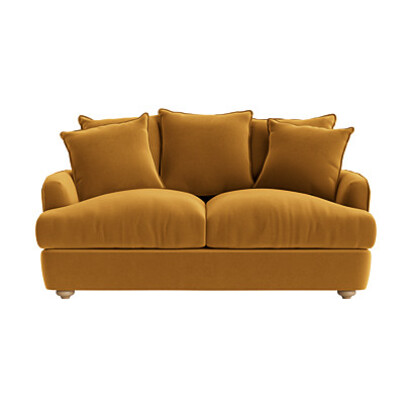 Loaf Small Smooch Sofa in Yellow Velvet - Butterscotch