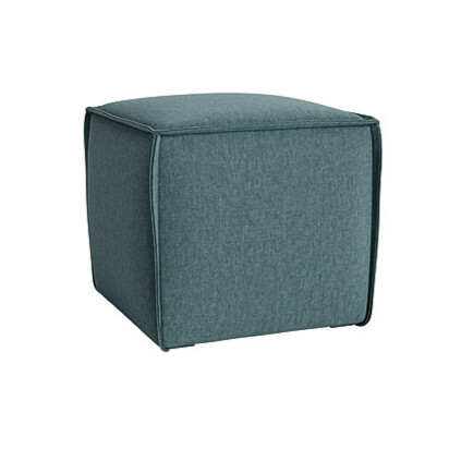 Loaf Small Square Sundaze Footstool in Blue Teal Linen - Puddle