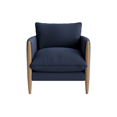 Loaf Spencer Accent Chair in Dark Oak in Blue Woolly - Night Owl