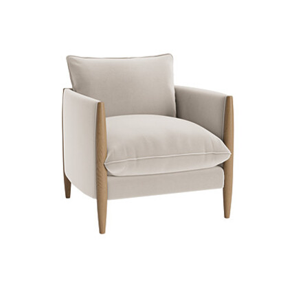 Loaf Spencer Accent Chair in Dark Oak in Neutral Velvet - Warm Dough