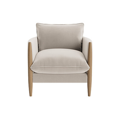 Loaf Spencer Accent Chair in Dark Oak in Neutral Velvet - Warm Dough