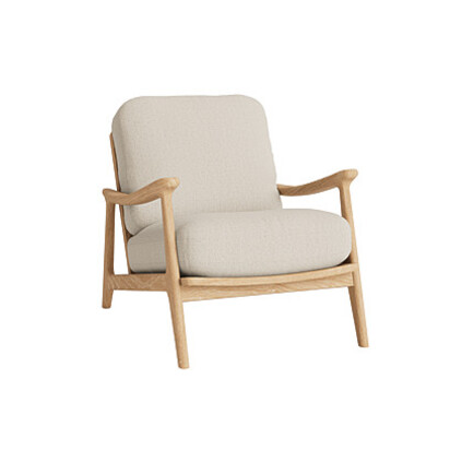 Loaf Squishbag Accent Chair in Dark Oak in Neutral Boucle - Whipped Cream