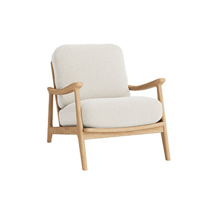 Loaf Squishbag Accent Chair in Whitewashed Oak in Neutral Linen - Egg Box