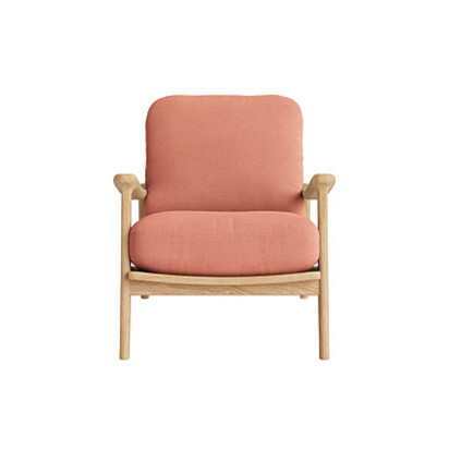 Loaf Squishbag Accent Chair in Whitewashed Oak in Orange Twill - Autumn Leaves