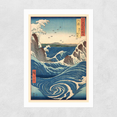 Famous Views of the Sixty-odd Provinces by Hiroshige A2 (42 x 59.4cm) Frame Black Narrow (15mm) 