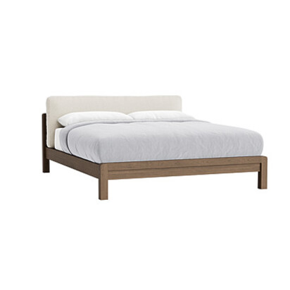 Loaf | Slumberbatch Bed | Superking Bed | Neutral Linen | Wooden Bed Frame | Egg Box | Legs Dark Oak