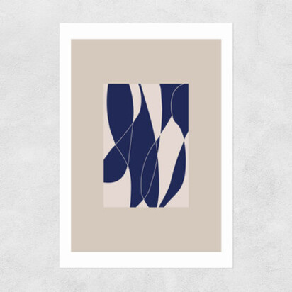 Blue Lined Shapes II A2 (42 x 59.4cm) Frame White Wide (35mm) 