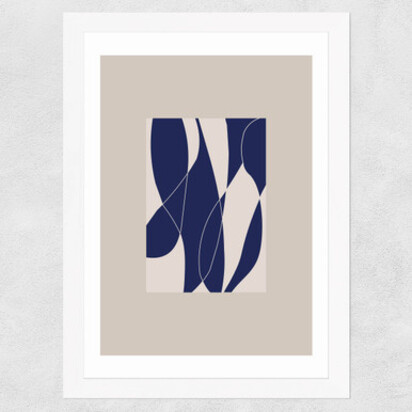 Blue Lined Shapes II A2 (42 x 59.4cm) Frame White Wide (35mm) 