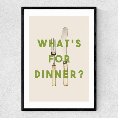 What's For Dinner? A2 (42 x 59.4cm) Frame Black Narrow (15mm) 
