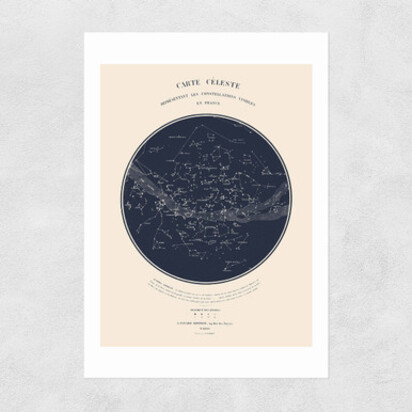 Carte du Ciel by Aster A1 (59.4 x 84.1cm) Frame Black Narrow (15mm) 