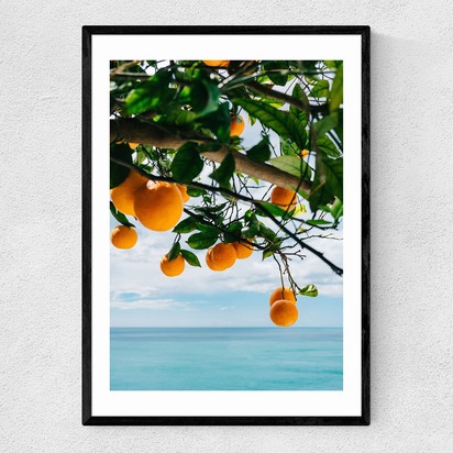 Amalfi Coast Oranges 50x70cm Frame Black Narrow (15mm) 