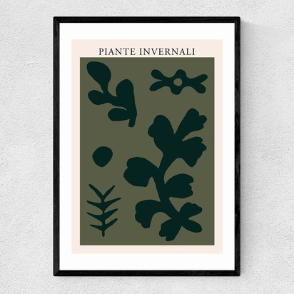 Piante Invernali Green A2 (42 x 59.4cm) Frame Black Narrow (15mm) 