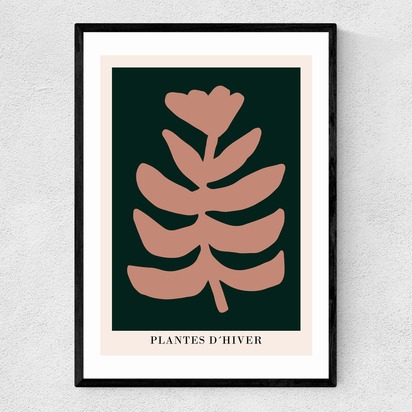 Plantes d'Hiver Green A3 (29.7 x 42cm) Frame Black Narrow (15mm) 