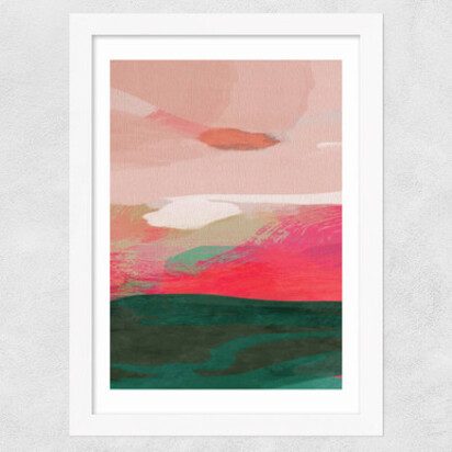 Green and Pink Abstract II A3 (29.7 x 42cm) Frame Black Narrow (15mm) 