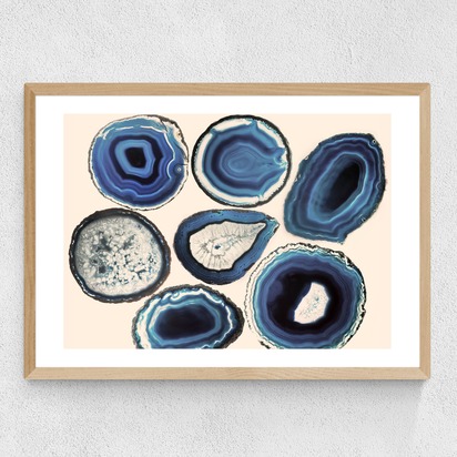 Agate Blue A3 (29.7 x 42cm) Frame Natural Oak Medium (22mm) 