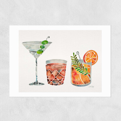 Classic Cocktails by Cat Coquillette A2 (42 x 59.4cm) Frame Black Narrow (15mm) 