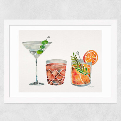 Classic Cocktails by Cat Coquillette A2 (42 x 59.4cm) Frame Black Narrow (15mm) 