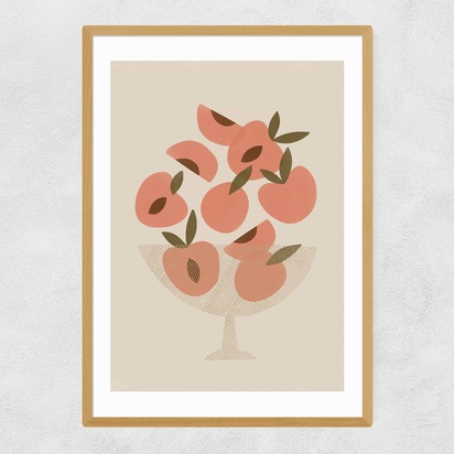 Peach Bowl A3 (29.7 x 42cm) Frame Natural Oak Narrow (15mm) 