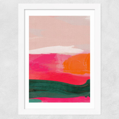 Green and Pink Abstract III A3 (29.7 x 42cm) Frame Black Narrow (15mm) 