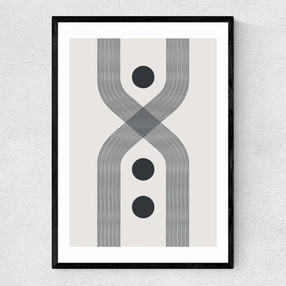 Abstract Lines Circle by The Crayon Studio 50x70cm Frame Black Narrow (15mm) 
