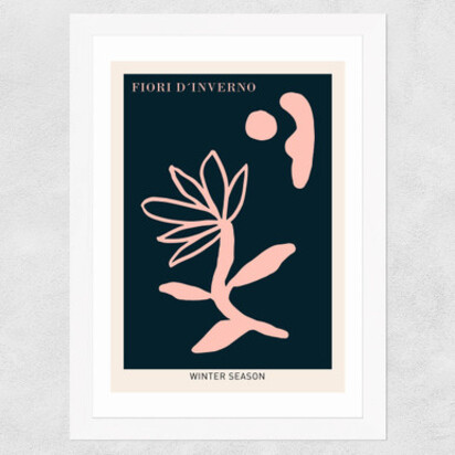 Fiori d'Inverno Pink A3 (29.7 x 42cm) Frame Black Narrow (15mm) 
