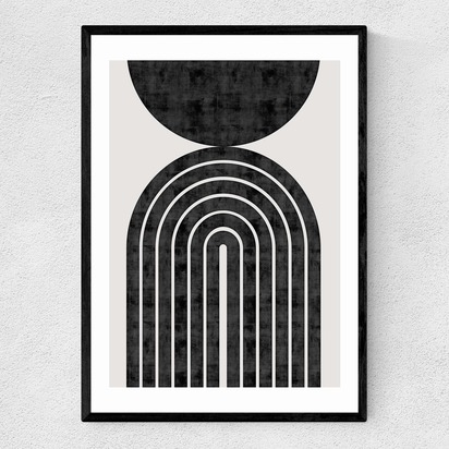 Abstract Rainbow Circle A2 (42 x 59.4cm) Frame Black Narrow (15mm) 