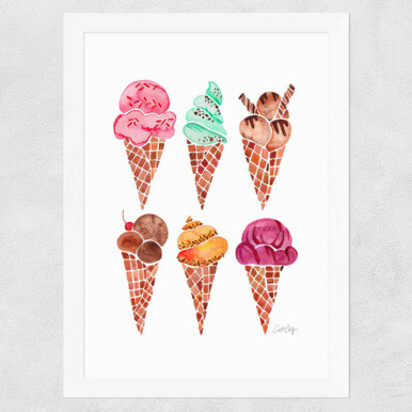 Rainbow IceCream Cones A2 (42 x 59.4cm) Unframed 