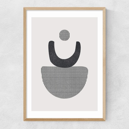 Abstract Circles 4 Stripes A3 (29.7 x 42cm) Frame Natural Oak Narrow (15mm) 