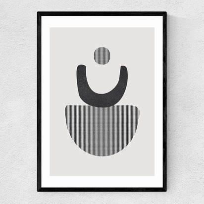 Abstract Circles 4 Stripes 50x70cm Frame Black Narrow (15mm) 