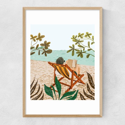 Vacay Book Club 50x70cm Frame Natural Oak Narrow (15mm) 