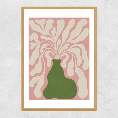 Modern Plant III A3 (29.7 x 42cm) Frame Natural Oak Narrow (15mm) 