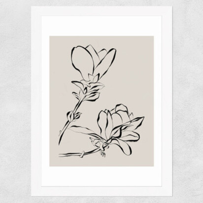 Magnolia Bloom A1 (59.4 x 84.1cm) Frame Black Narrow (15mm) 