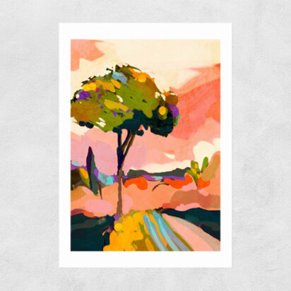 Sundown With Tree A1 (59.4 x 84.1cm) Frame Black Medium (22mm) 