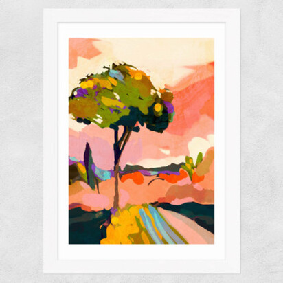 Sundown With Tree A1 (59.4 x 84.1cm) Frame Black Medium (22mm) 