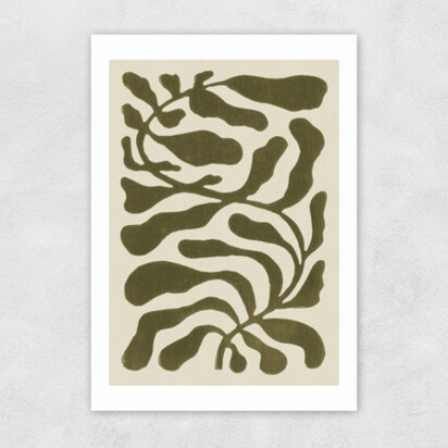 One Hundred Leaved Plant Green A3 (29.7 x 42cm) Frame Black Narrow (15mm) 